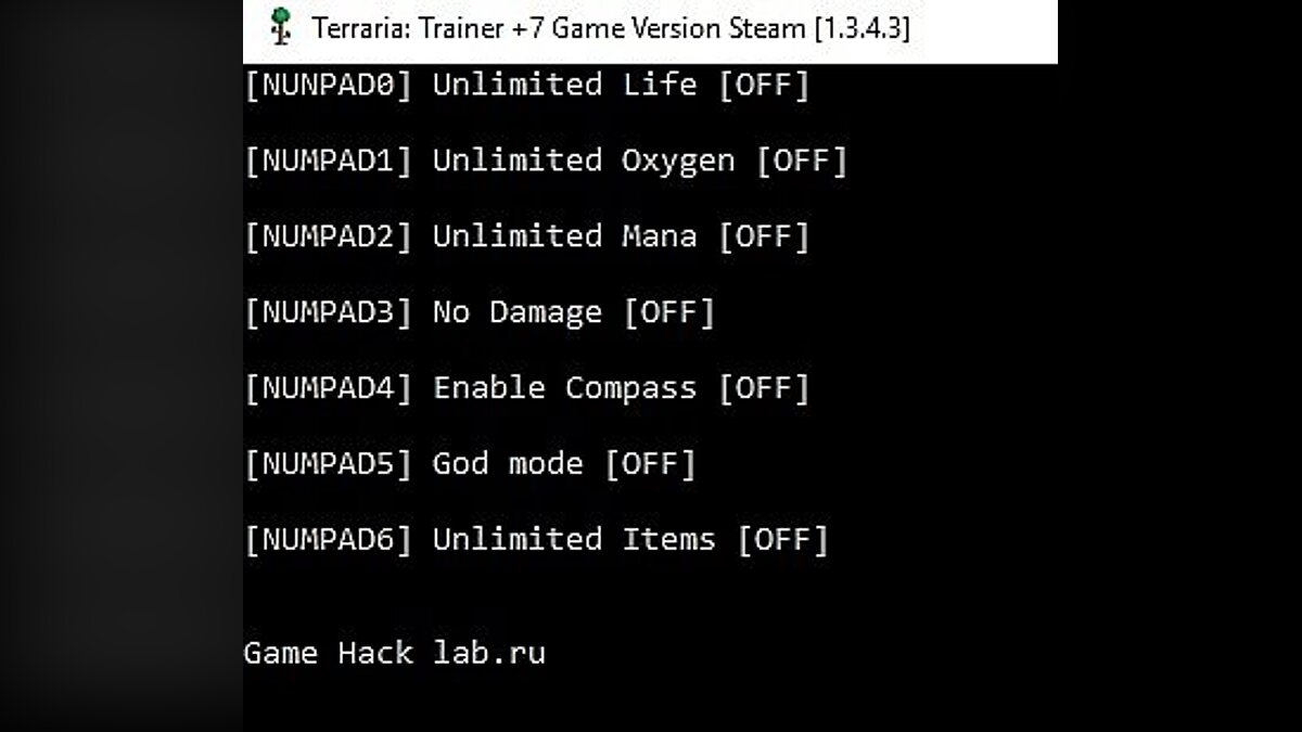 Terraria — Trainer (+7) [v 1.3.4.3 Steam] [LIRW/GHL]