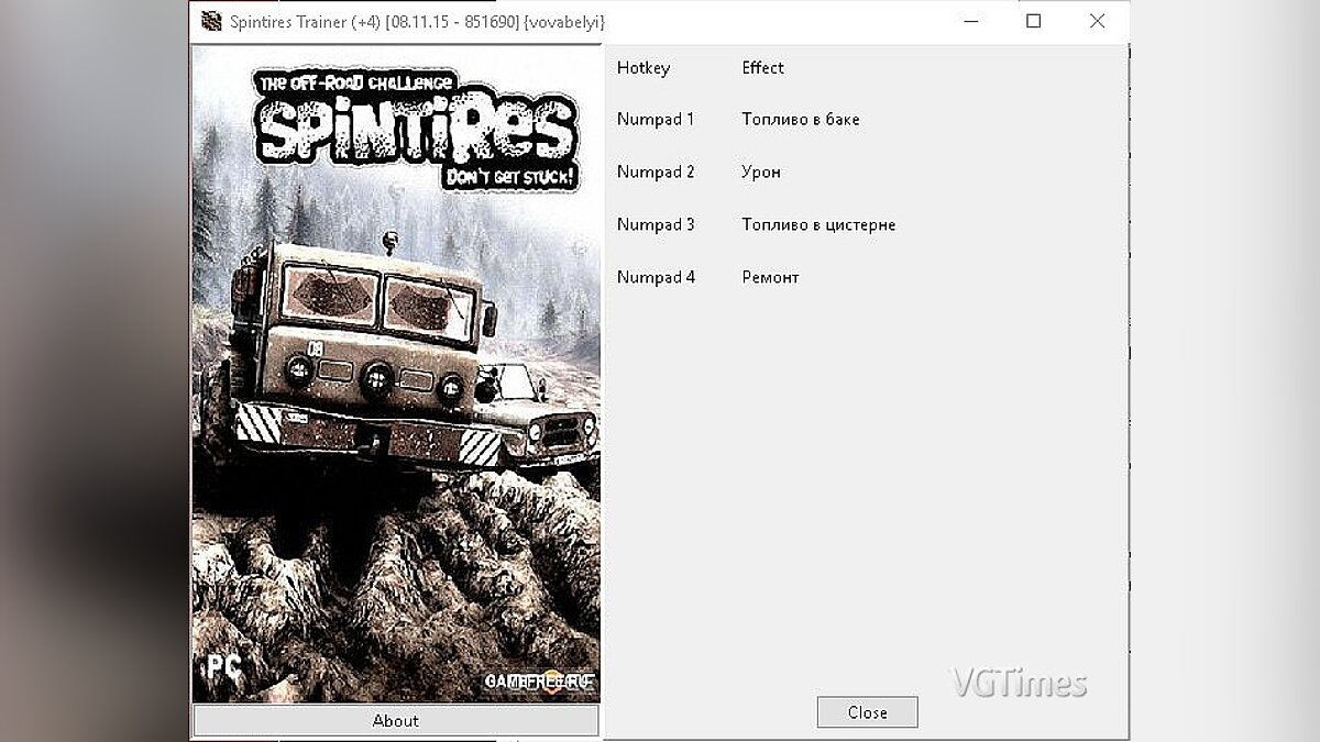 Spintires — Trainer (+4) [08.11.15 - 851690] [vovabelyi]