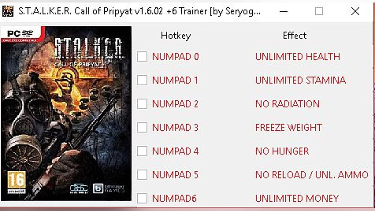 S.T.A.L.K.E.R.: Call of Pripyat — Trainer (+7) [1.6.02] [SeryogaSK]