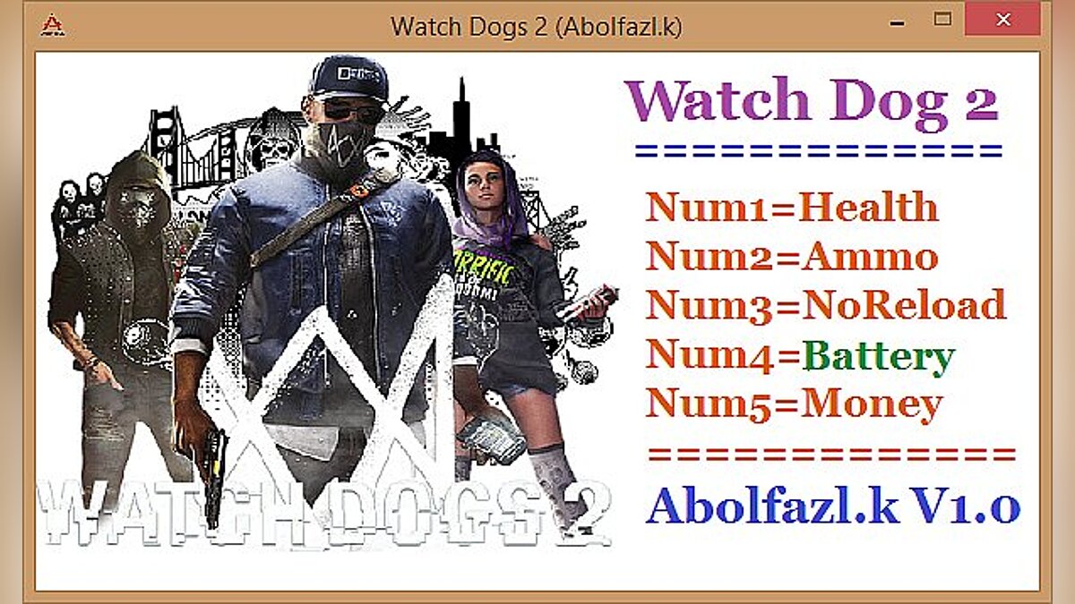 Watch Dogs 2 — Trainer (+5) [1.0: x64] [Abolfazl.k]