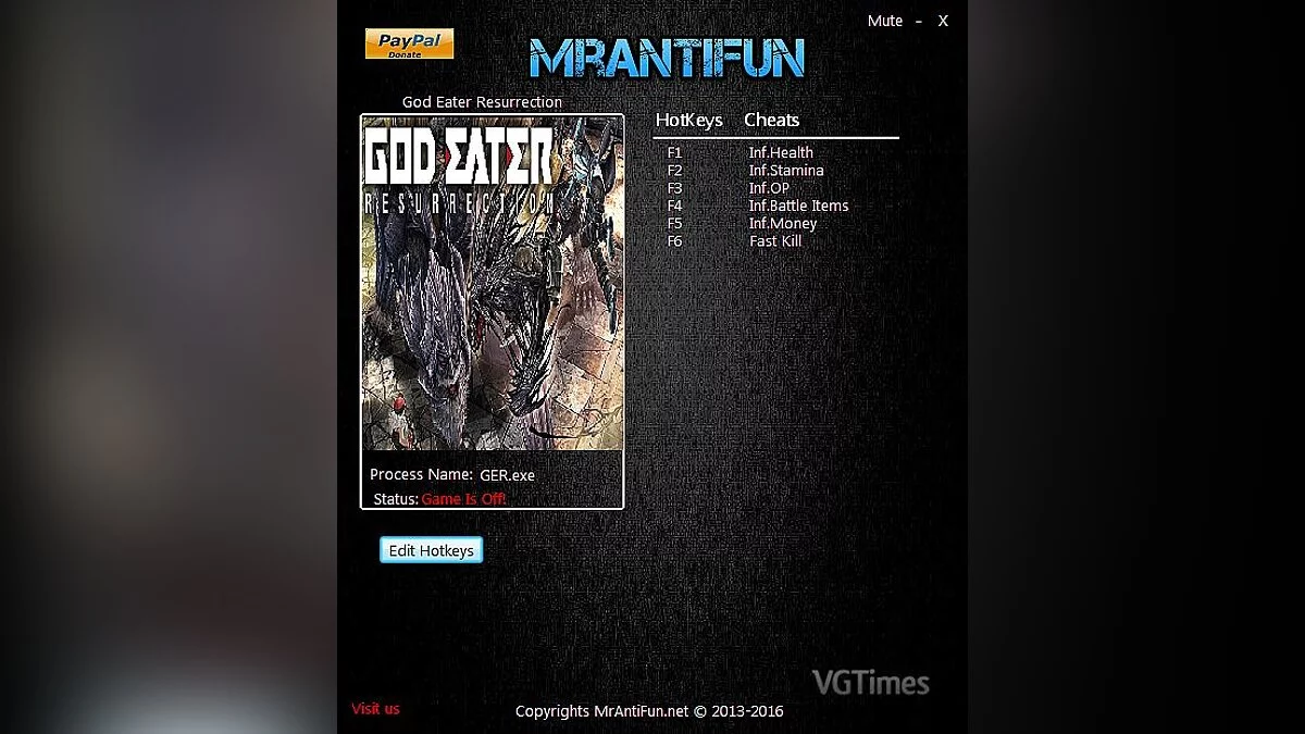 Gods Eater Burst — Трейнер / Trainer (+6) [1.0] [MrAntiFun]