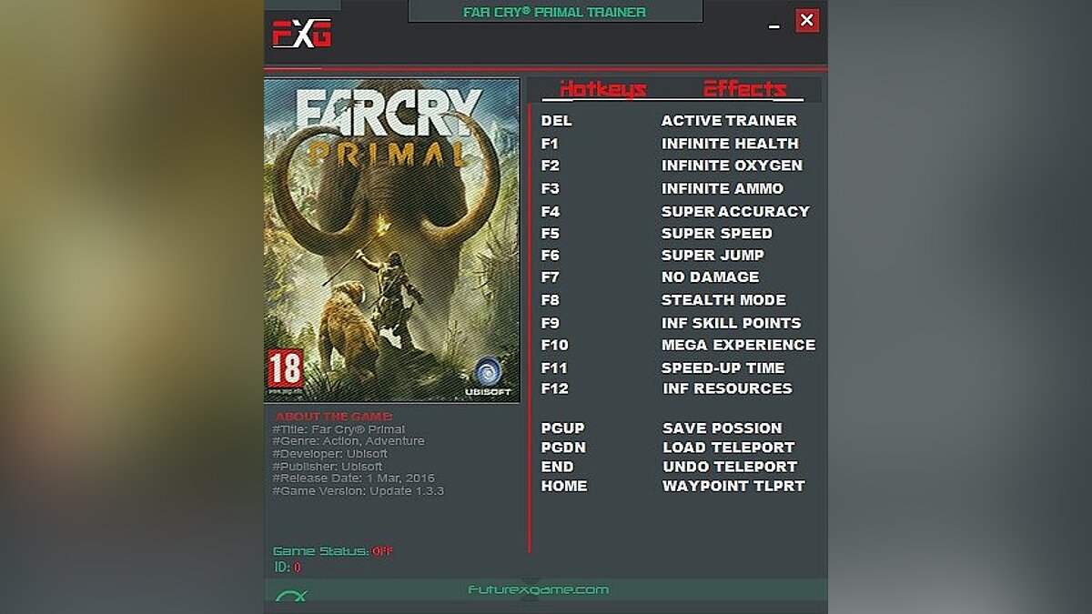 Far Cry: Primal — Trainer (+16) [1.3.3] [FutureX]