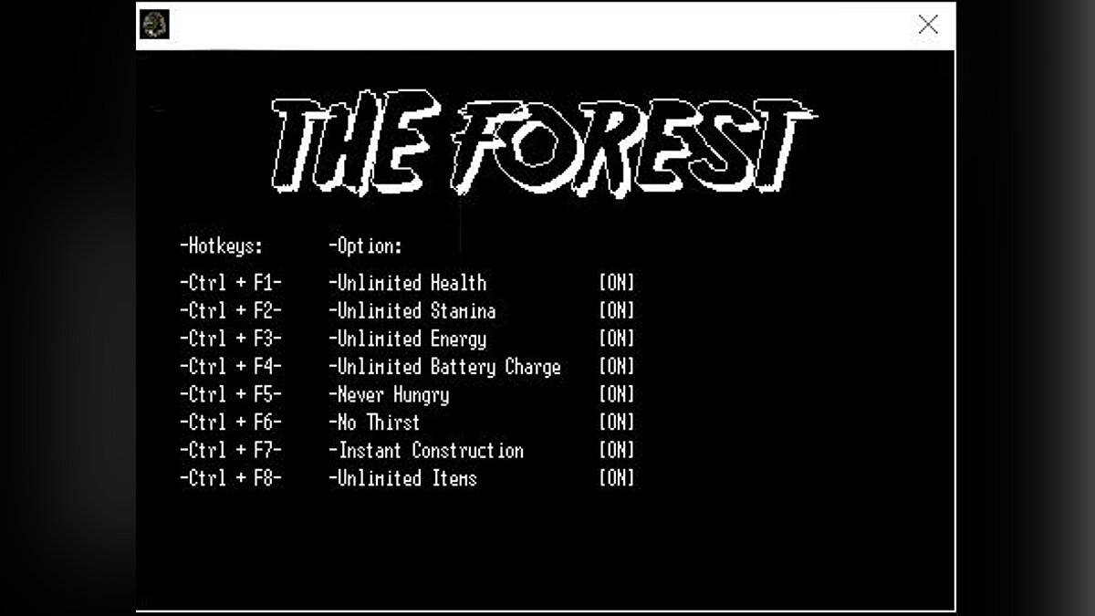 The Forest — Trainer (+8) [0.53s Steam] [LIRW/GHL]