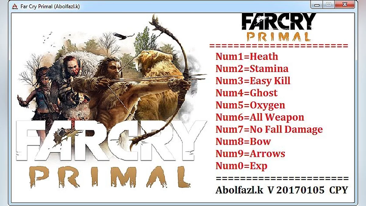 Far Cry: Primal — Trainer (+6) [1.3.3 64bit] [Abolfazl.k]