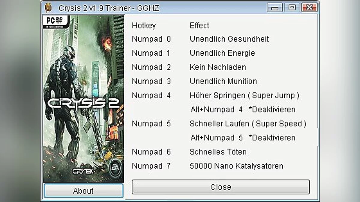 Crysis 2 — Entrenador / entrenador (+7) [1.9] [GGHZ]