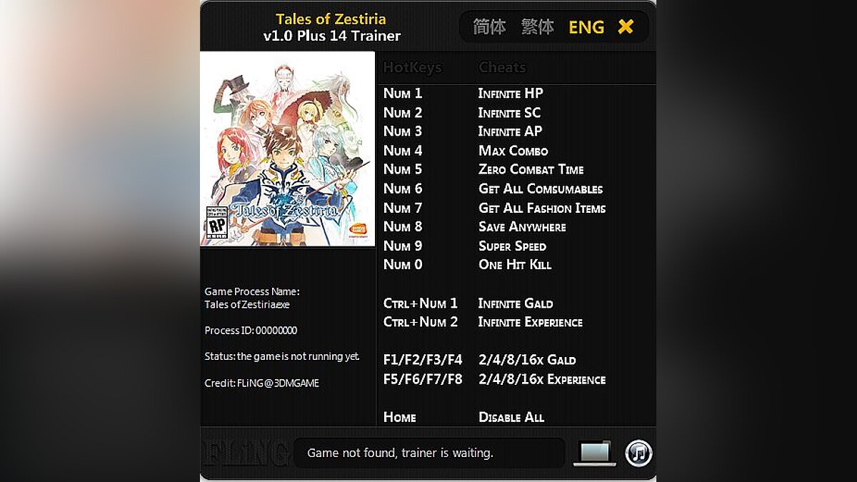 Tales of Zestiria — Trainer (+14) [1.0] [FliNG]