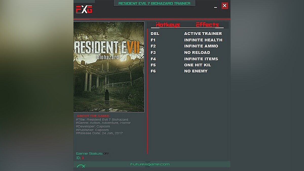 Resident Evil 7 Biohazard — Trainer (+6) [1.01] [FutureX]