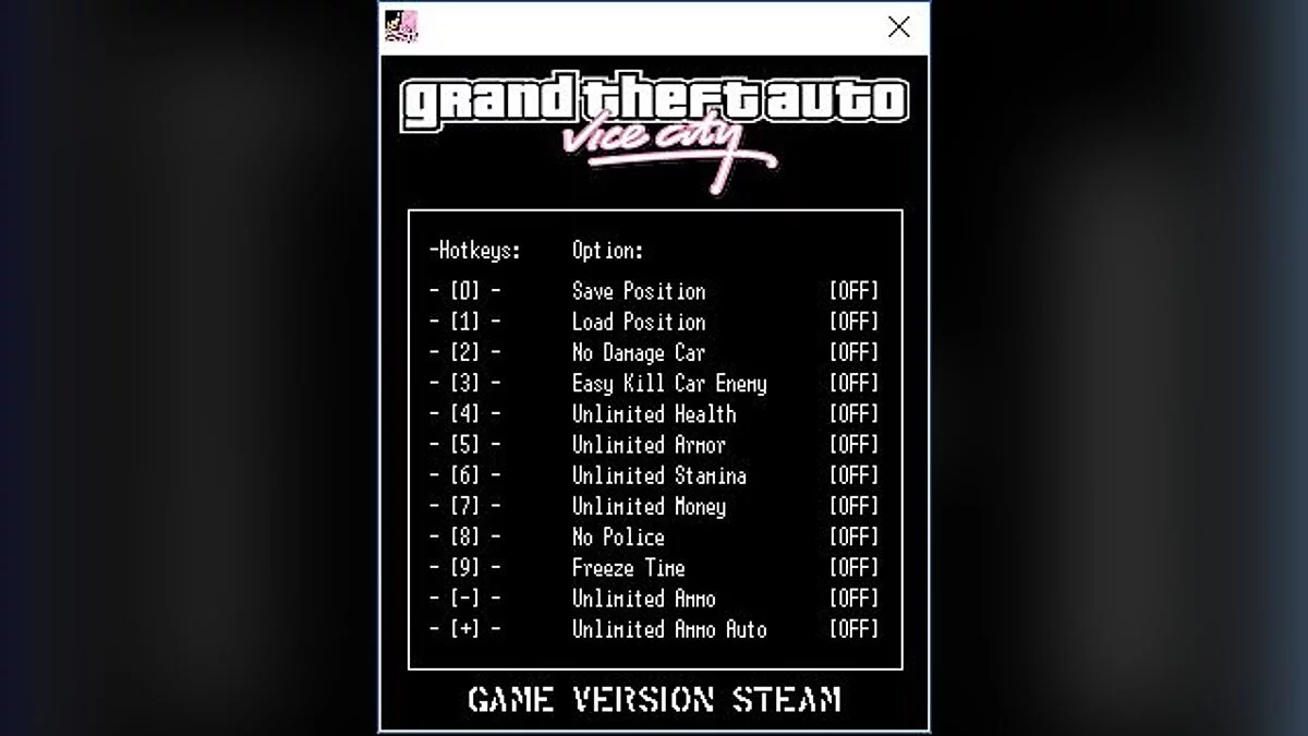 Grand Theft Auto: Vice City — Трейнер / Trainer (+12) [Steam] [LIRW / GHL]