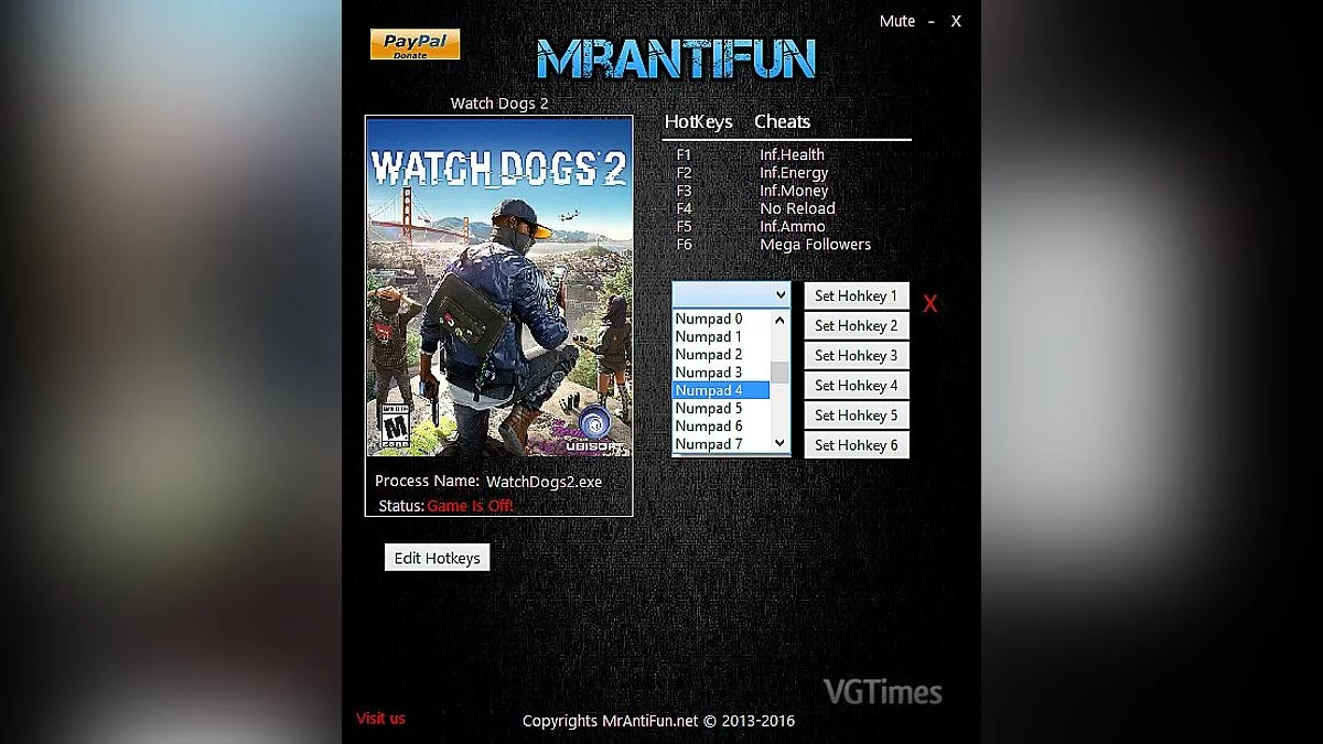 Watch Dogs 2 — Trainer (+6) [1.5.134] [MrAntiFun]