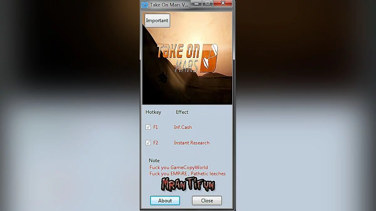 Take On Mars — Трейнер / Trainer (+2) [0.8.0323] [MrAntiFun]