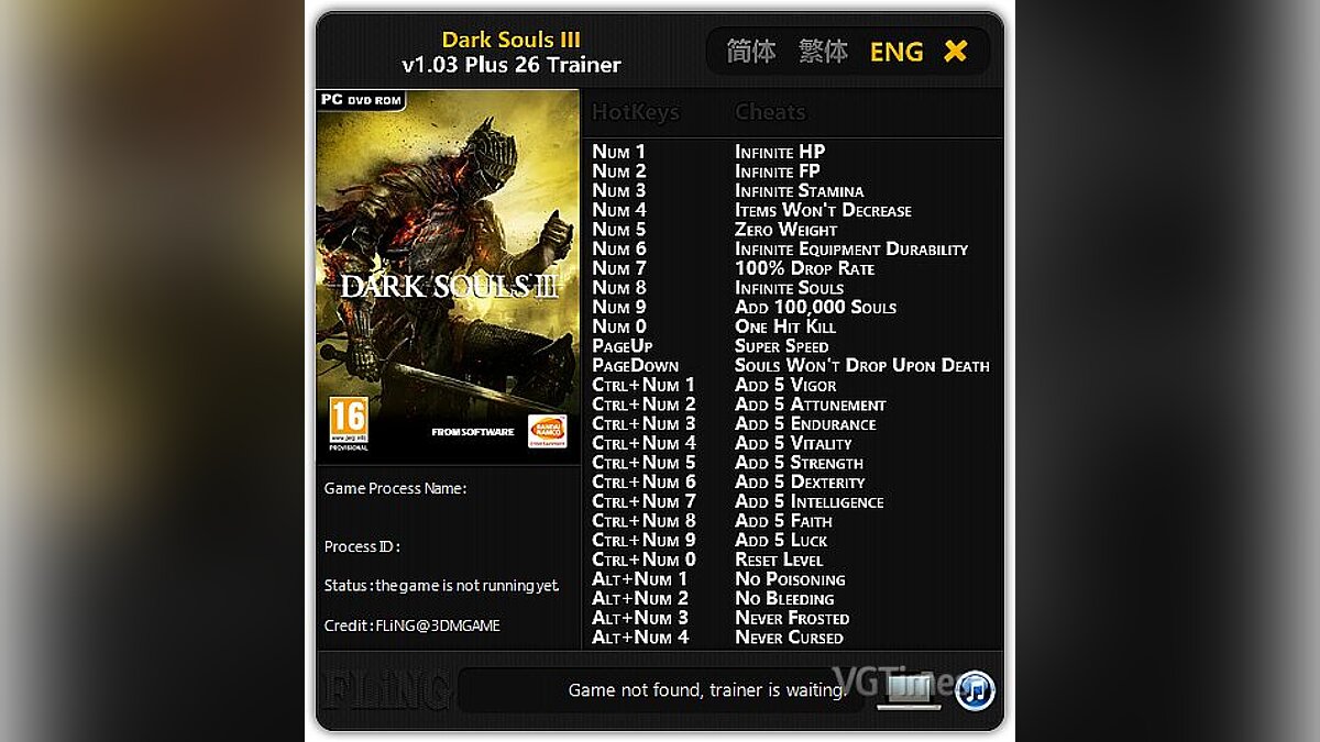 Dark Souls 3 — Trainer (+26) [1.03] [FLiNG]