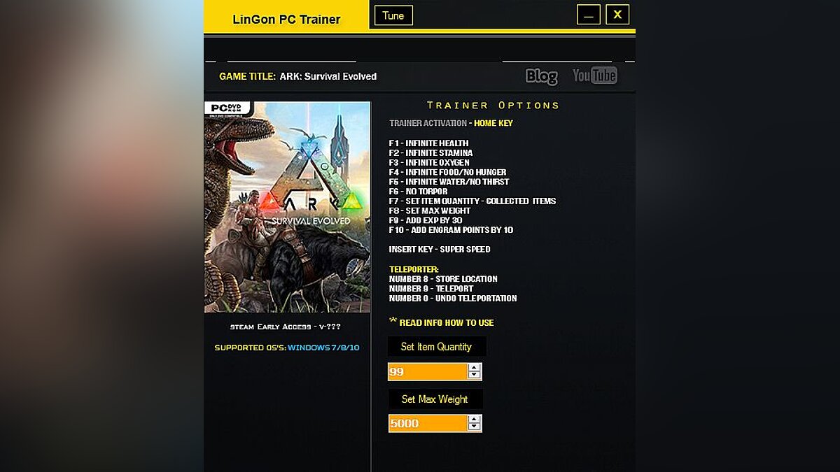 ARK: Survival Evolved — Trainer (+13) [Early Access: 08/16/2015] [LinGon]