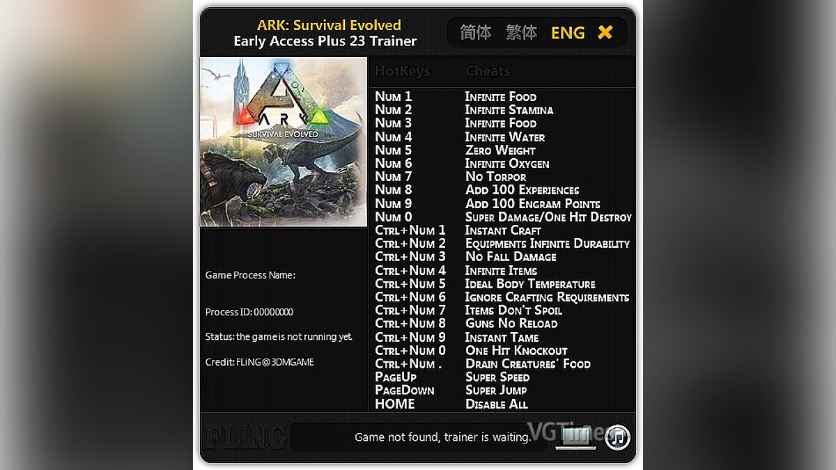 ARK: Survival Evolved — Trainer (+23) [Early Access (Updated 193)] [FLiNG]