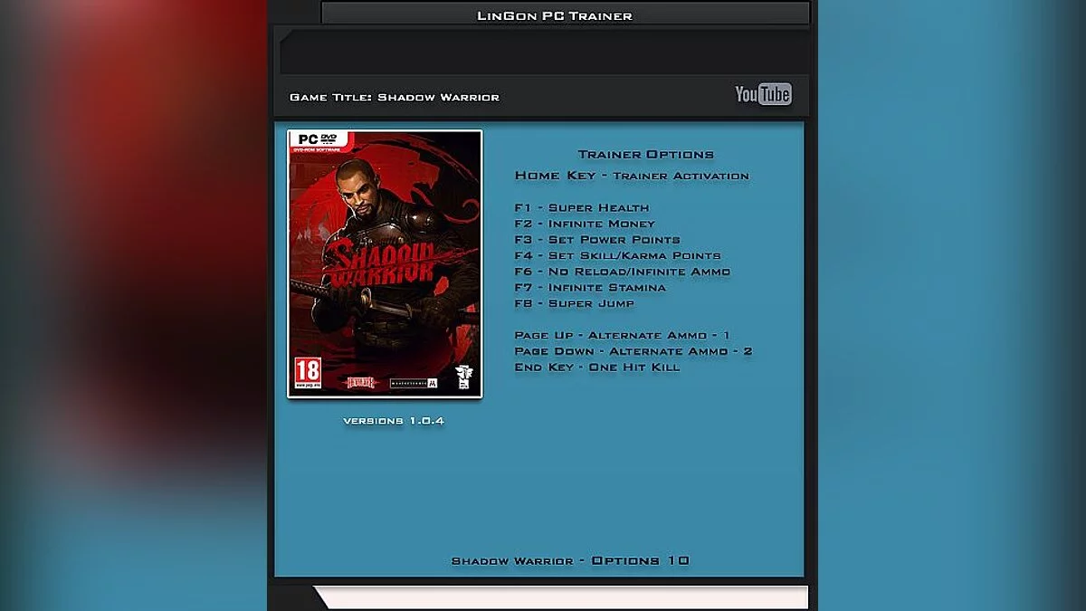 Shadow Warrior — Trainer (+10) [1.04] [LinGon]