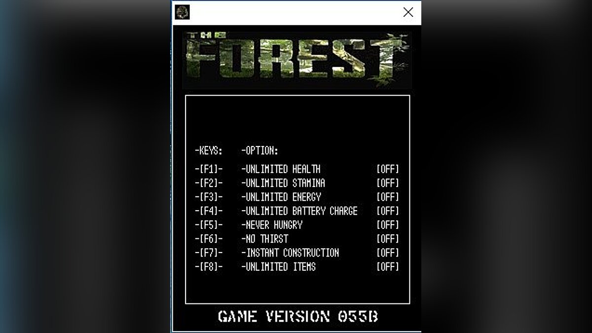 The Forest — Trainer (+8) [0.55b] [LIRW / GHL] - Updated: 02/17/2017