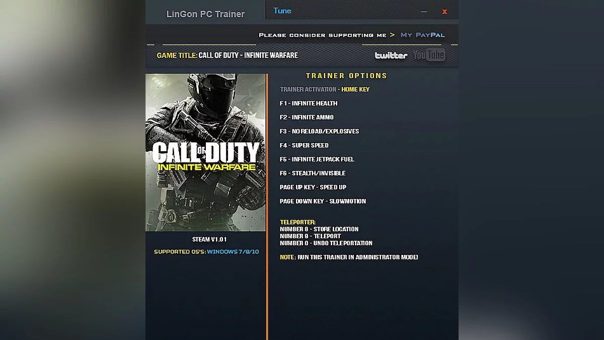 Call of Duty: Infinite Warfare — Trainer (+10) [1.01] [LinGon]