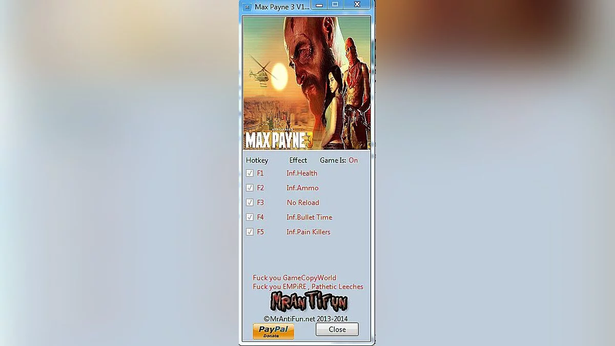 Max Payne 3 — Трейнер / Trainer (+5) [1.0.0.130] [MrAntiFun]