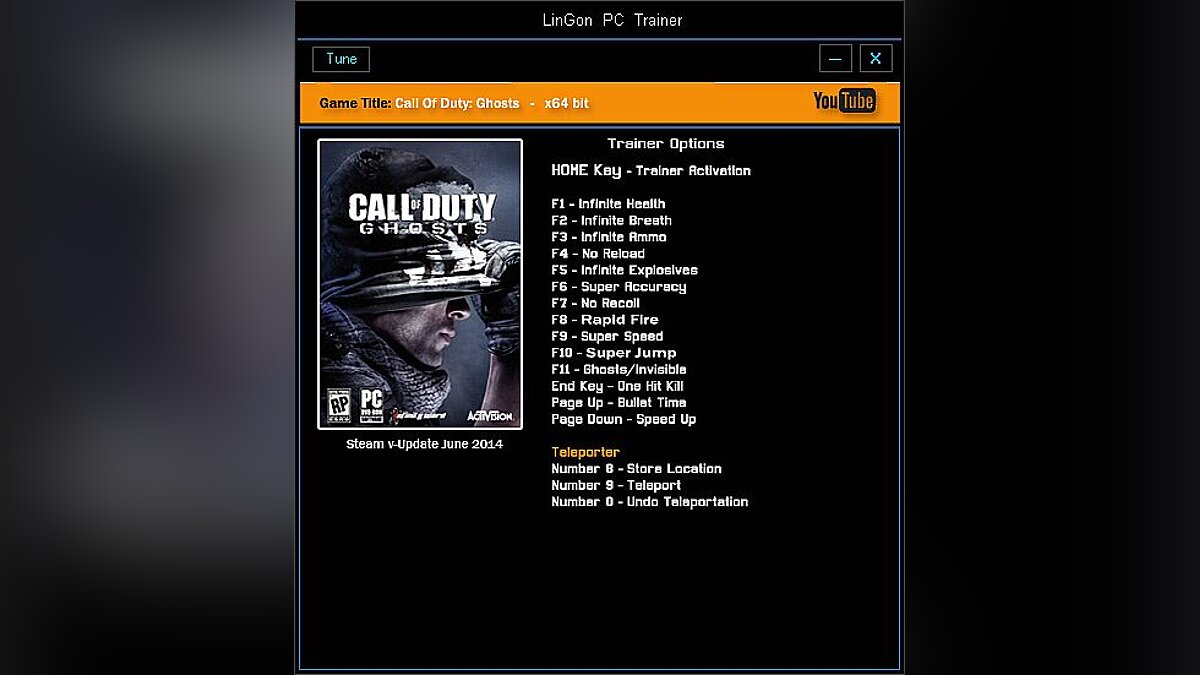 Call of Duty: Ghosts — Trainer (+16) [1.6] [LinGon]