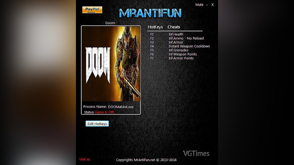 Doom — Trainer (+8) [Update 08.12.16] [MrAntiFun]