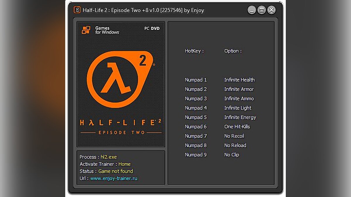 Half-Life 2 — Trainer (+9) [1.0: 2257546] [Enjoy/ETR]