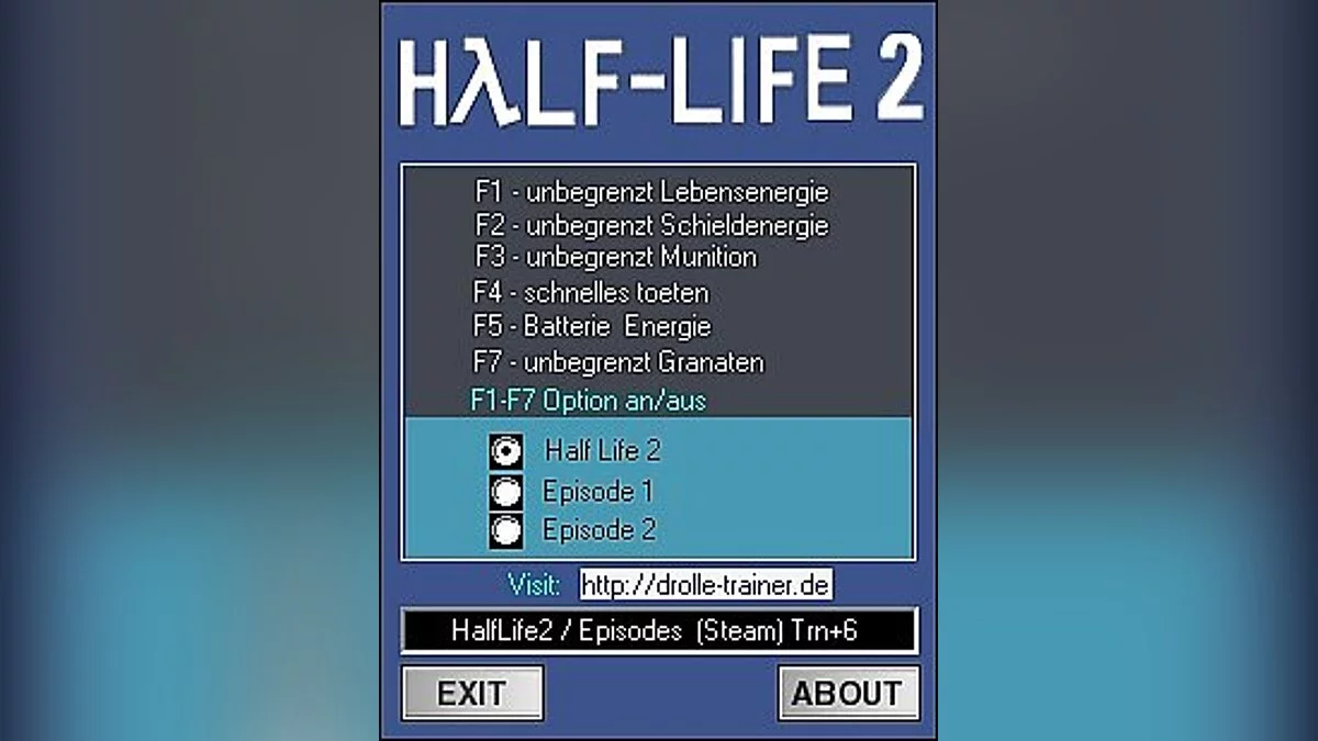 Half-Life 2 — Trainer (+6) [1.0: Original / Episode 1 / Episode 2 - STEAM] [dr.olle]