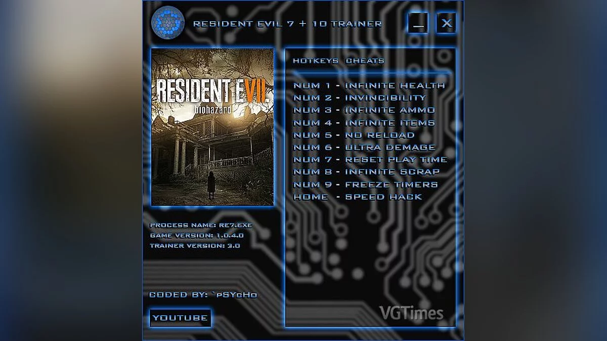 Resident Evil 7 Biohazard — Trainer (+10) [1.0.4 (UPD4) | STEAM] [`pSYcHo]