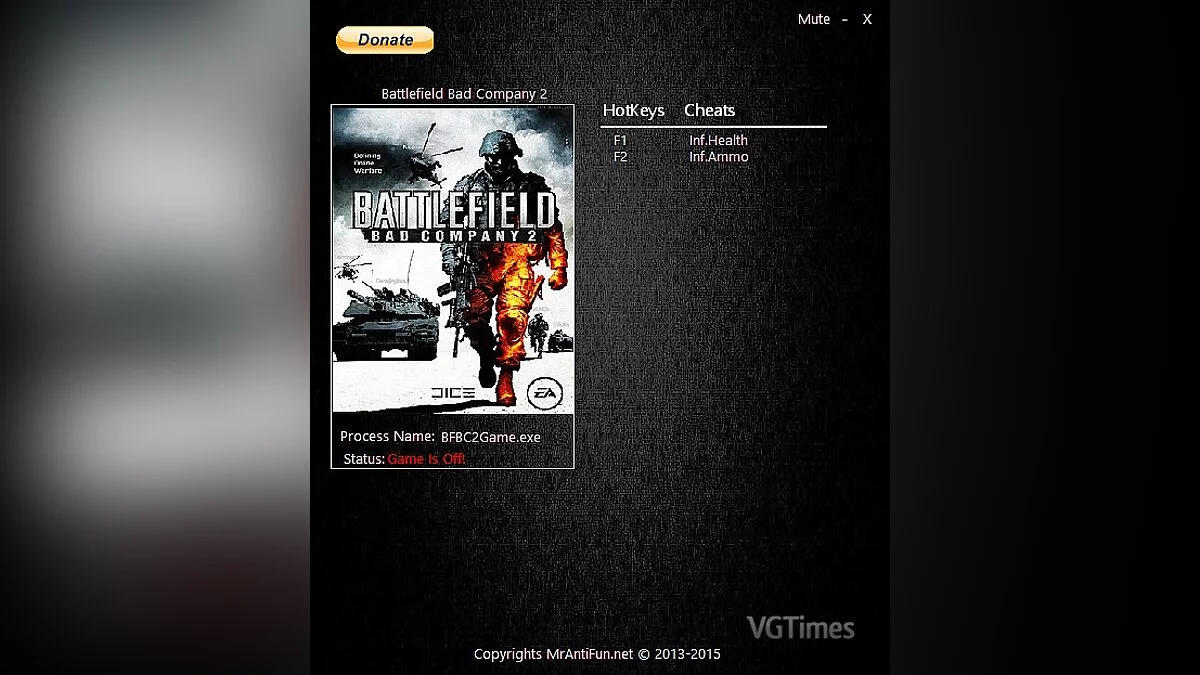 Battlefield: Bad Company 2 — Трейнер / Trainer (+2) [Latest Steam] [MrAntiFun]