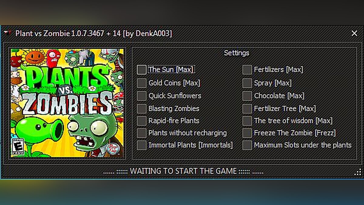 Plants vs. Zombies — Trainer (+14) [1.0.7.3467]