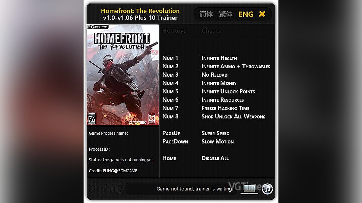 Homefront: The Revolution — Trainer (+10) [1.0 - 1.06] [FLiNG]