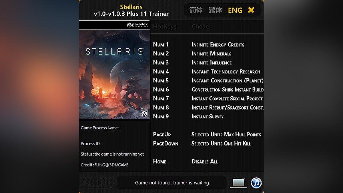 Stellaris — Trainer (+11) [1.0-1.0.3] [FLiNG]