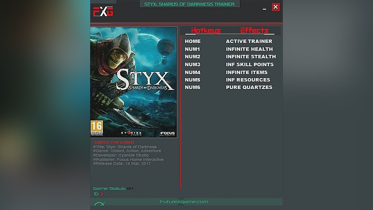 Styx: Shards of Darkness — Trainer (+6) [1.02] [FutureX]