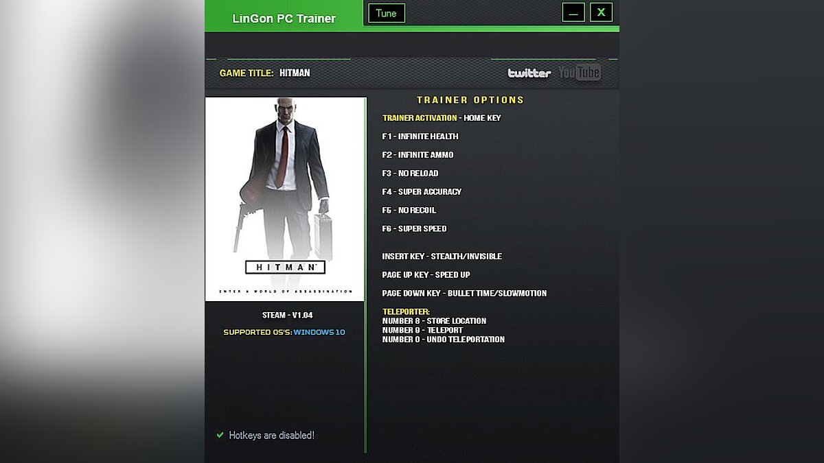 Hitman — Trainer (+11) [1.04: EP 2] [LinGon]