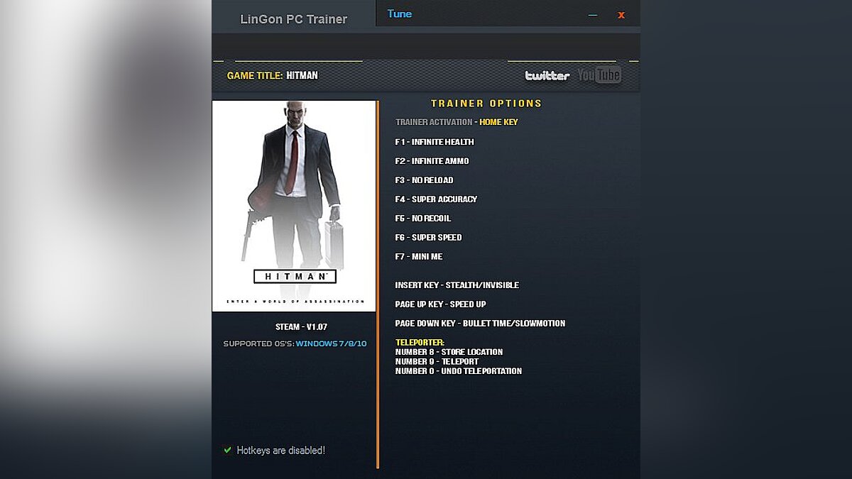 Hitman — Trainer (+11) [1.05: EP 2] [LinGon]