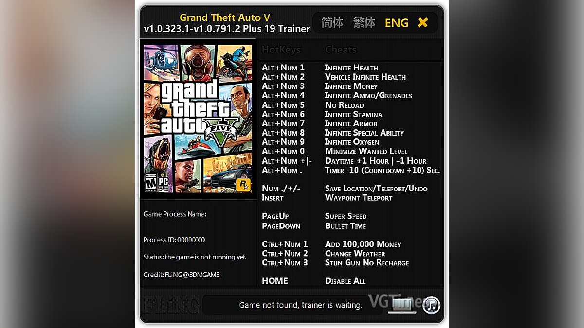 GTA 5 — Trainer (+19) [1.0.323.1 - 1.0.791.2] [FLiNG]