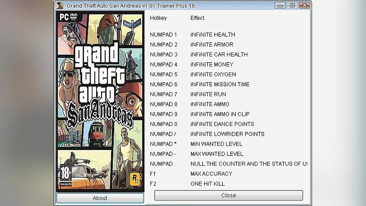 Grand Theft Auto: San Andreas — Trainer (+16) [1.0.1] [GRIZZLY]