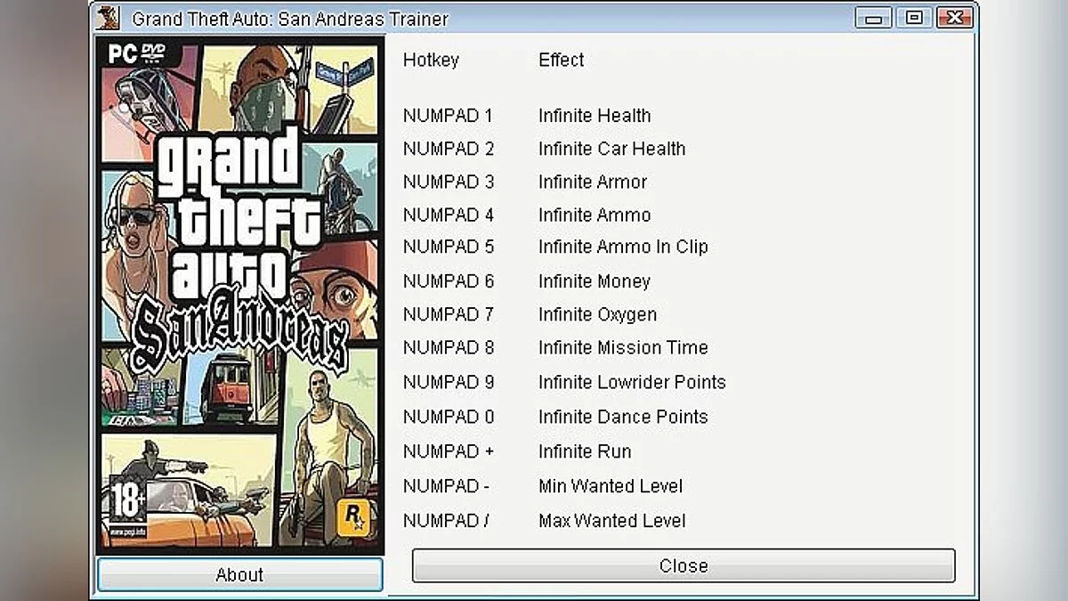 Grand Theft Auto: San Andreas — Entrenador / entrenador (+13) [1.0.1] [Grizzly]