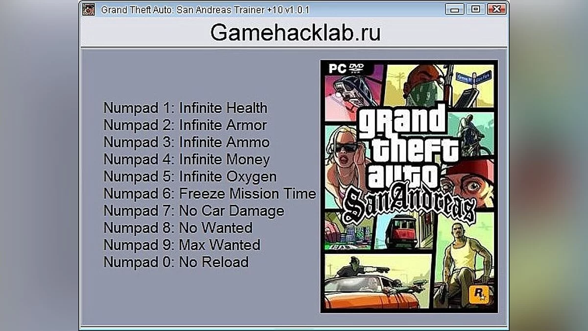 Grand Theft Auto: San Andreas — Entrenador / entrenador (+10) [1.0.1] [24k]