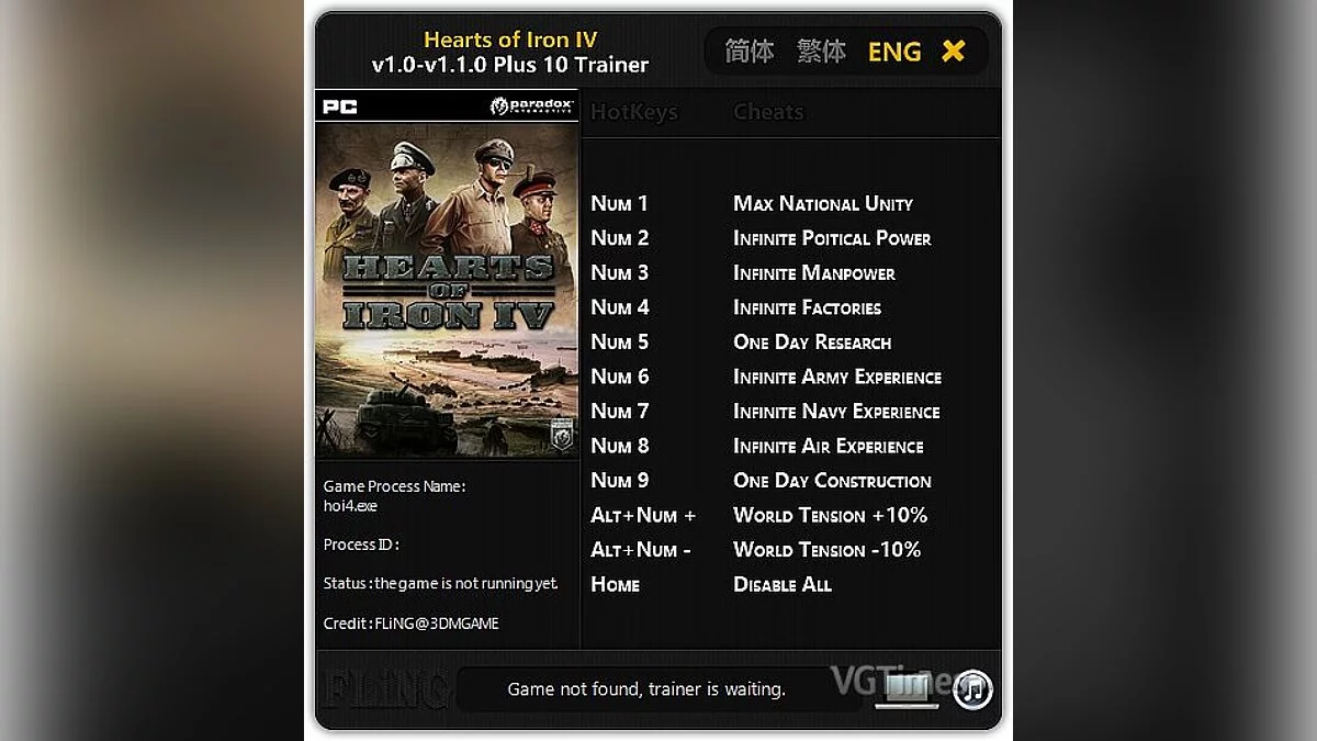 Hearts of Iron 4 — Entrenador / entrenador (+10) [1.0 - 1.1.0] [Fling]