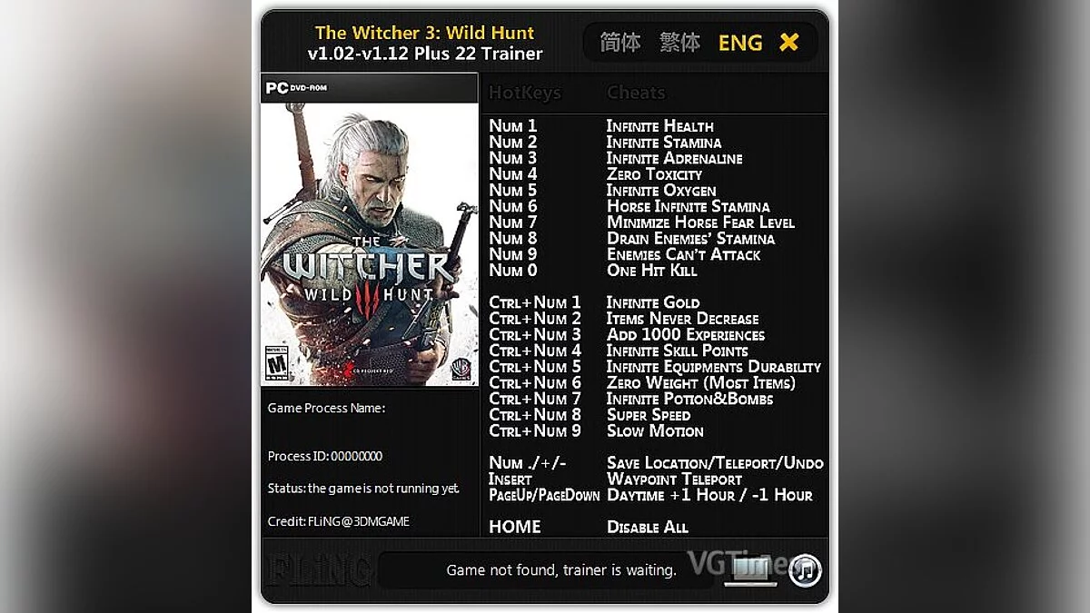 The Witcher 3: Wild Hunt — Trainer (+22) [1.02 - 1.12] [FLiNG]