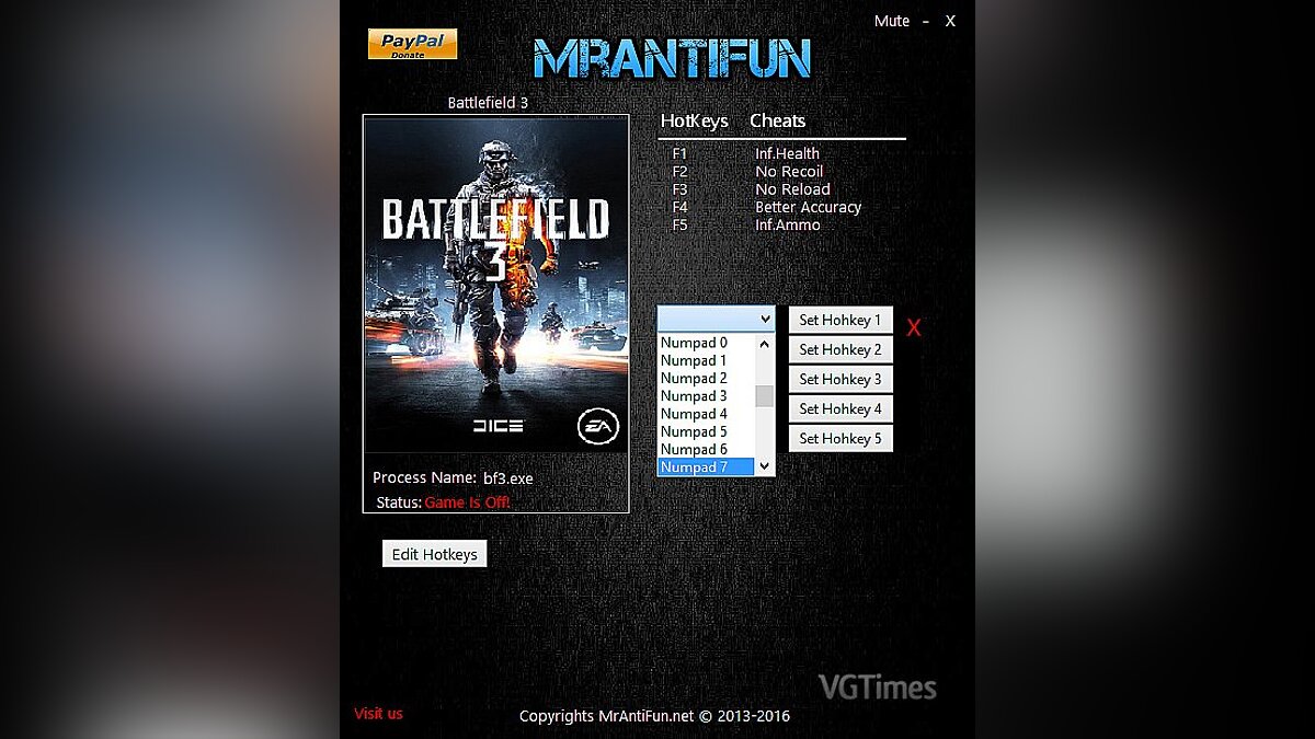 Battlefield 3 — Trainer (+5) [2.13.2016] [MrAntiFun]