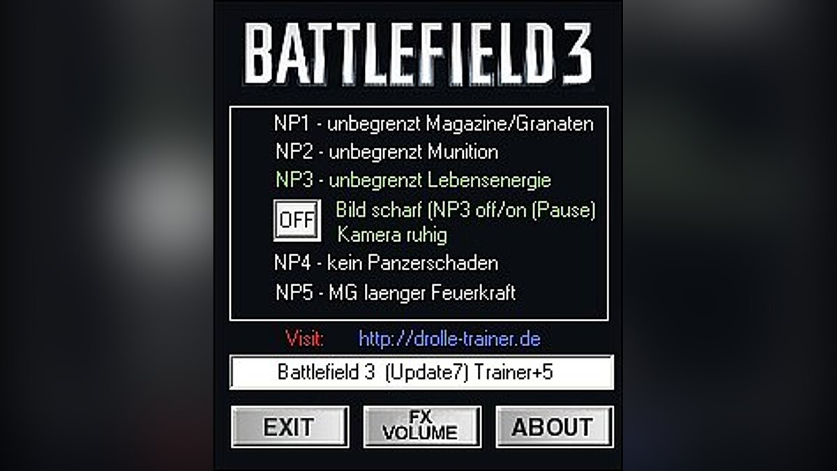 Battlefield 3 — Trainer (+5) [1.4 / 1.7] [dR.oLLe]