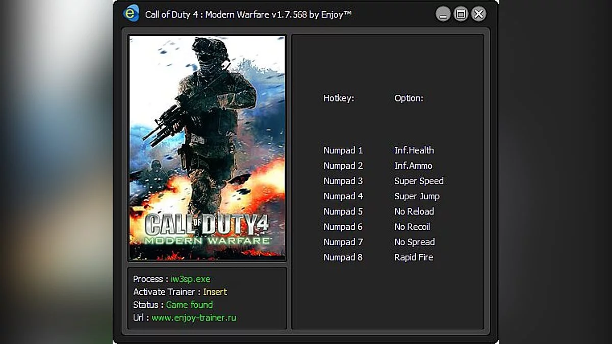 Call of Duty 4: Modern Warfare — Call of Duty 4 - Modern Warfare: entrenador / entrenador [v1.7.568] [disfrutar] [enj]