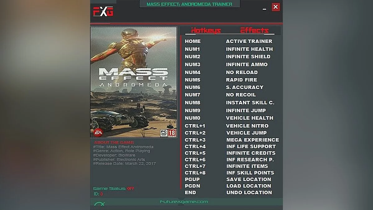 Mass Effect: Andromeda — Trainer (+20) [1.04 - 1.05] [FutureX]