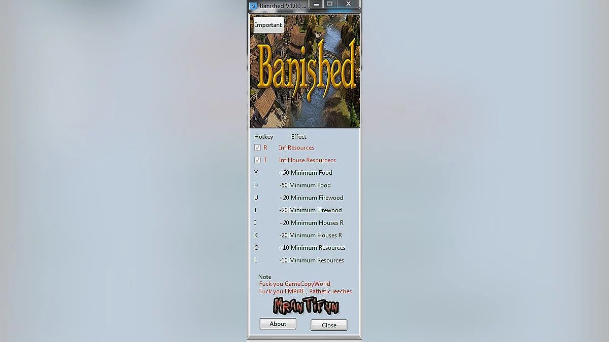 Banished — Trainer (+6) [1.0: 32 / 64 Bit] [MrAntiFun]