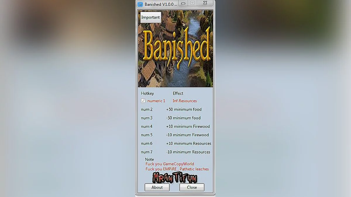 Banished — Trainer (+3) [1.0] [MrAntiFun]