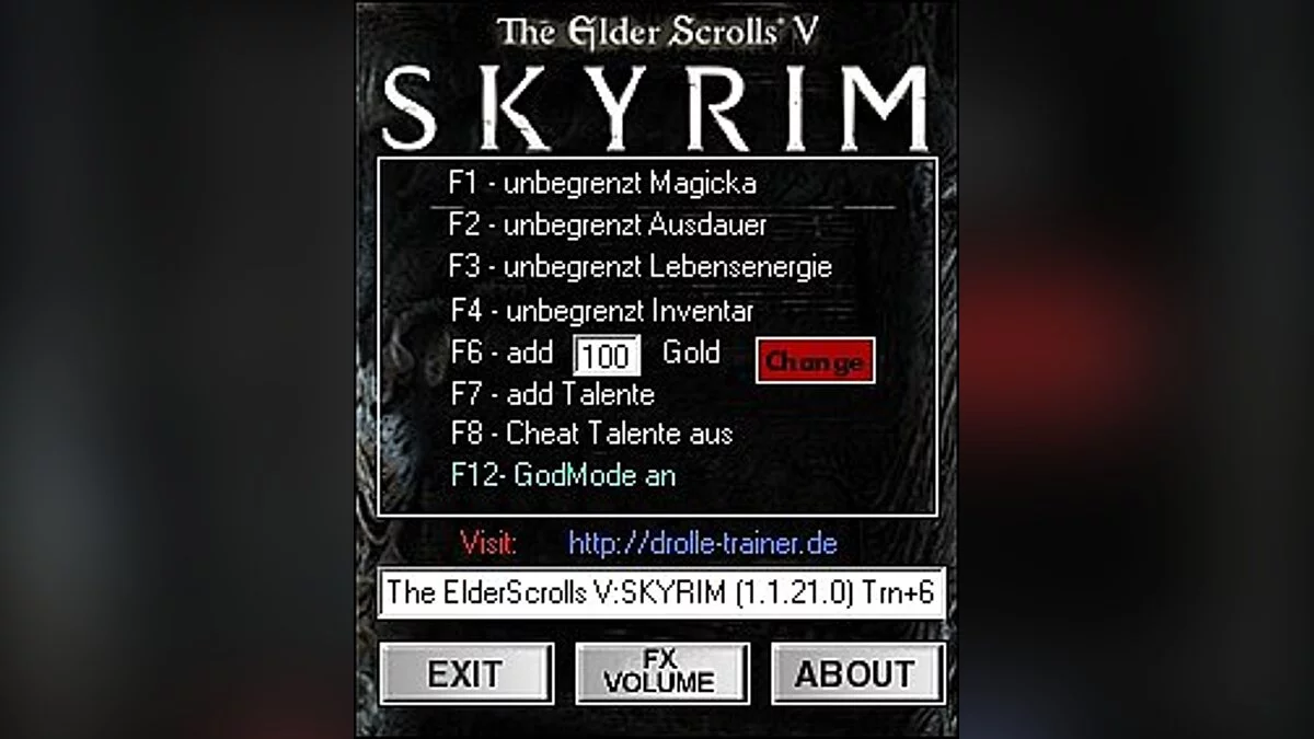 The Elder Scrolls 5: Skyrim — Entrenador / entrenador (+6) [1.1.21.0 / Actualización 1] [Dr.olle]