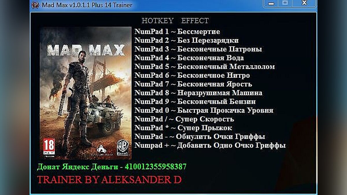 Mad Max — Trainer (+14) [1.0.1.1] [Aleksander D]