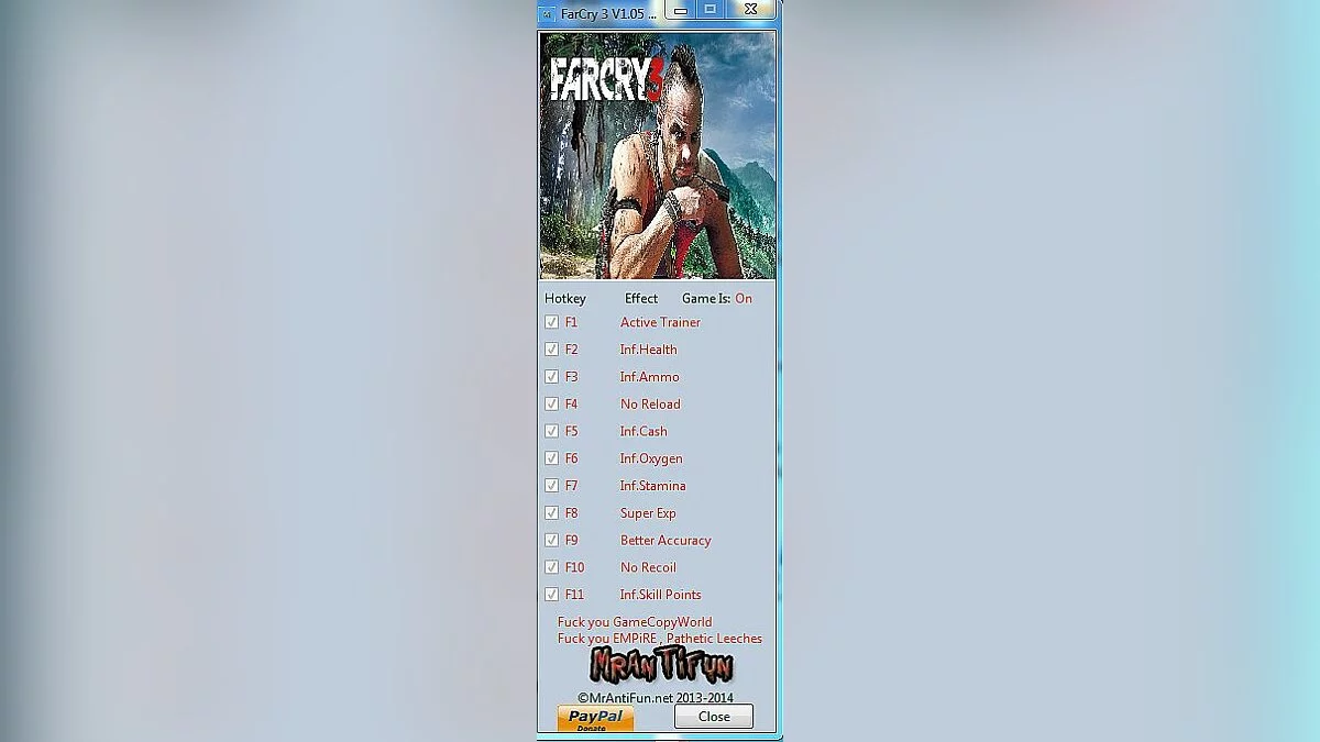 Far Cry 3 — Trainer (+10) [1.05: DX11] [MrAntiFun]