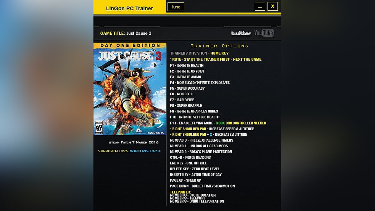 Just Cause 3 — Trainer (+23) [1.021] [LinGon]