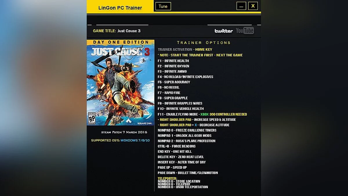 Just Cause 3 — Trainer (+23) [1.021] [LinGon]